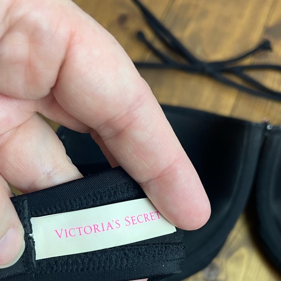 Victoria’s Secret swimsuit top black bandeau top with rhinestone design - Picture 6 of 7